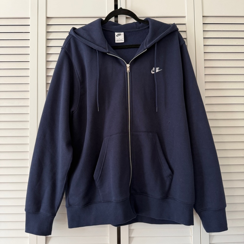 Nike Men’s Gym Athletic Club‎ Swoosh Hoodie Sweatshirt Full Zip Navy Size L
